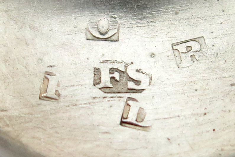 An early 19th century small silver snuff box, maker's mark F.S, surrounded with four single - Image 2 of 2