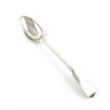 A late 18th century French provincial silver Fiddle pattern basting spoon, maker's mark of E.G,