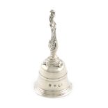 A George II silver table bell, by Simon le Sage, London 1755, also with a later French import