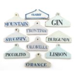 A collection of ten 18th and 19th century Delftware bin labels,
