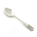 By the Sandheim Brothers, an Arts and Crafts silver spoon, London 1921, spot-hammered bowl, the