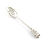 An early-Victorian silver Fiddle, Thread and Shell pattern basting spoon, by Mary Chawner, London