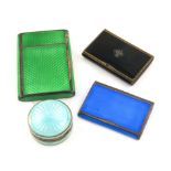 A small collection of four silver and enamel items, comprising: a cigarette case, with import