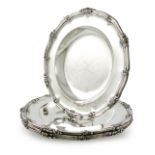 A set of four Victorian regimental silver soup plates, by Robert Garrard, London 1856, retailed by