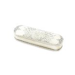 A 19th century Dutch silver tobacco box, rounded rectangular form, the hinged cover with and