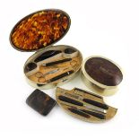 A silver-gilt and tortoiseshell manicure set, by J Batson & Son, London 1911, oval form, the