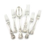 A small collection of silver flatware, by George Adams, London, comprising: a pair of Bright Vine