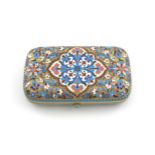A Russian silver-gilt and enamel cigarette case, 1896-1908, rounded rectangular form, with vari-
