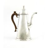 A modern silver coffee pot, by Walter Wilson Limited, London 1966, tapering circular form, domed