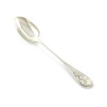 A Victorian silver New Gothic pattern basting spoon, by George Adams, London 1856, the terminal with