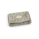 A 19th century Chinese silver snuff box, by Khecheong, Canton circa 1845, rectangular form,