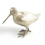 A model of a silver woodcock, by Neresheimer of Hanau, with import marks for London 1911, importer's
