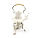 λA Victorian silver kettle on stand, by Richard Sibley II, London 1872, retailed by Thomas, New Bond