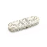 A George III silver toothpick box, by Samuel Pemberton, Birmingham 1795, rounded rectangular form,