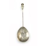 A Charles II West Country silver Apostle spoon, St. John, no maker's mark, Exeter circa 1661, fig-