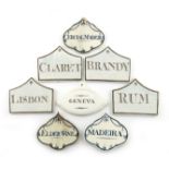 A collection of eight 19th century creamware and pearlware bin labels, comprising: a set of four