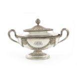A George III old Sheffield plated sauce tureen and cover, unmarked, probably by Tudor and Co., circa