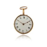 A George III Irish 18ct gold open-faced pocket watch by Sean Houston of Dublin, white enamel dial