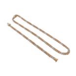 A 9ct two-colour gold flat curb-link necklace and matching bracelet, 44cm and 18cm long, 70g total