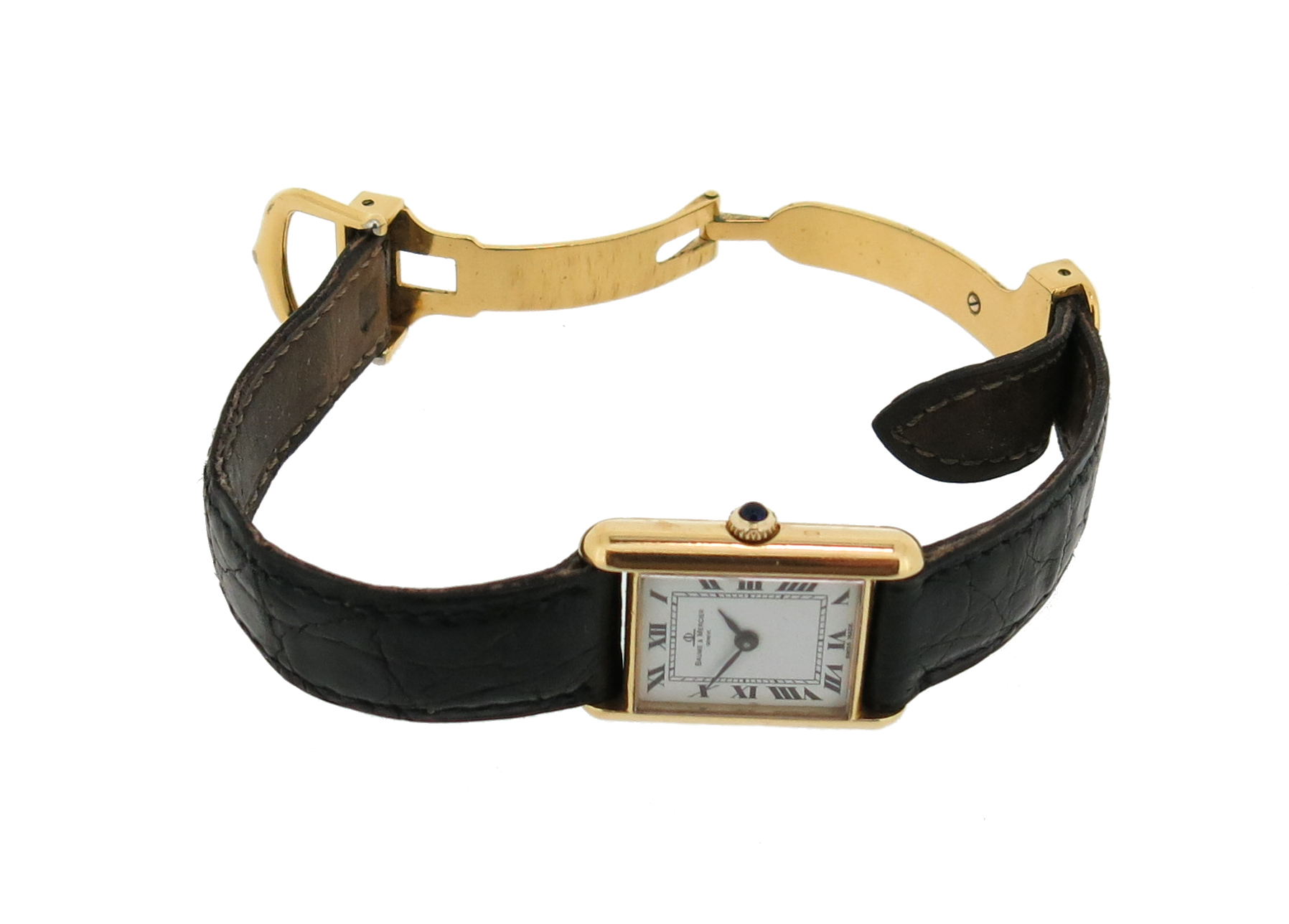 A lady's gold wristwatch by Baume et Mercier, the signed dial with Roman numerals, quartz - Image 4 of 4