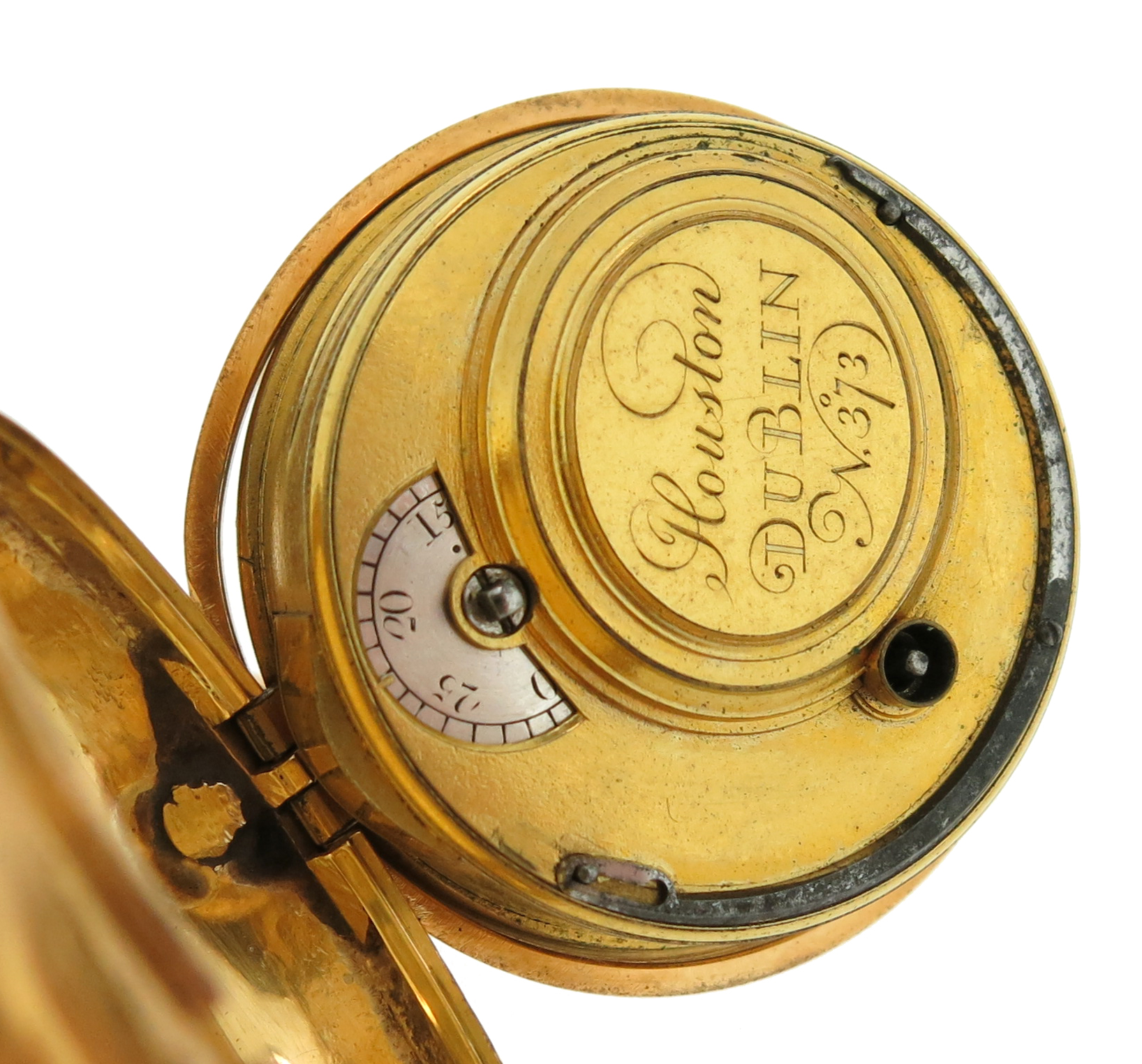 A George III Irish 18ct gold open-faced pocket watch by Sean Houston of Dublin, white enamel dial - Image 6 of 8