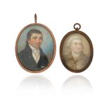 Two miniature portraits, one depicting Charles James Fox (1749-1813), the famous politician, 6cm