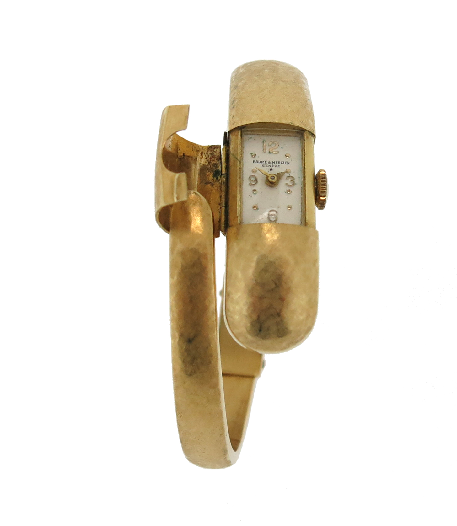 A lady's gold wristwatch by Baume et Mercier, manual movement, in textured 18ct yellow gold - Image 8 of 10