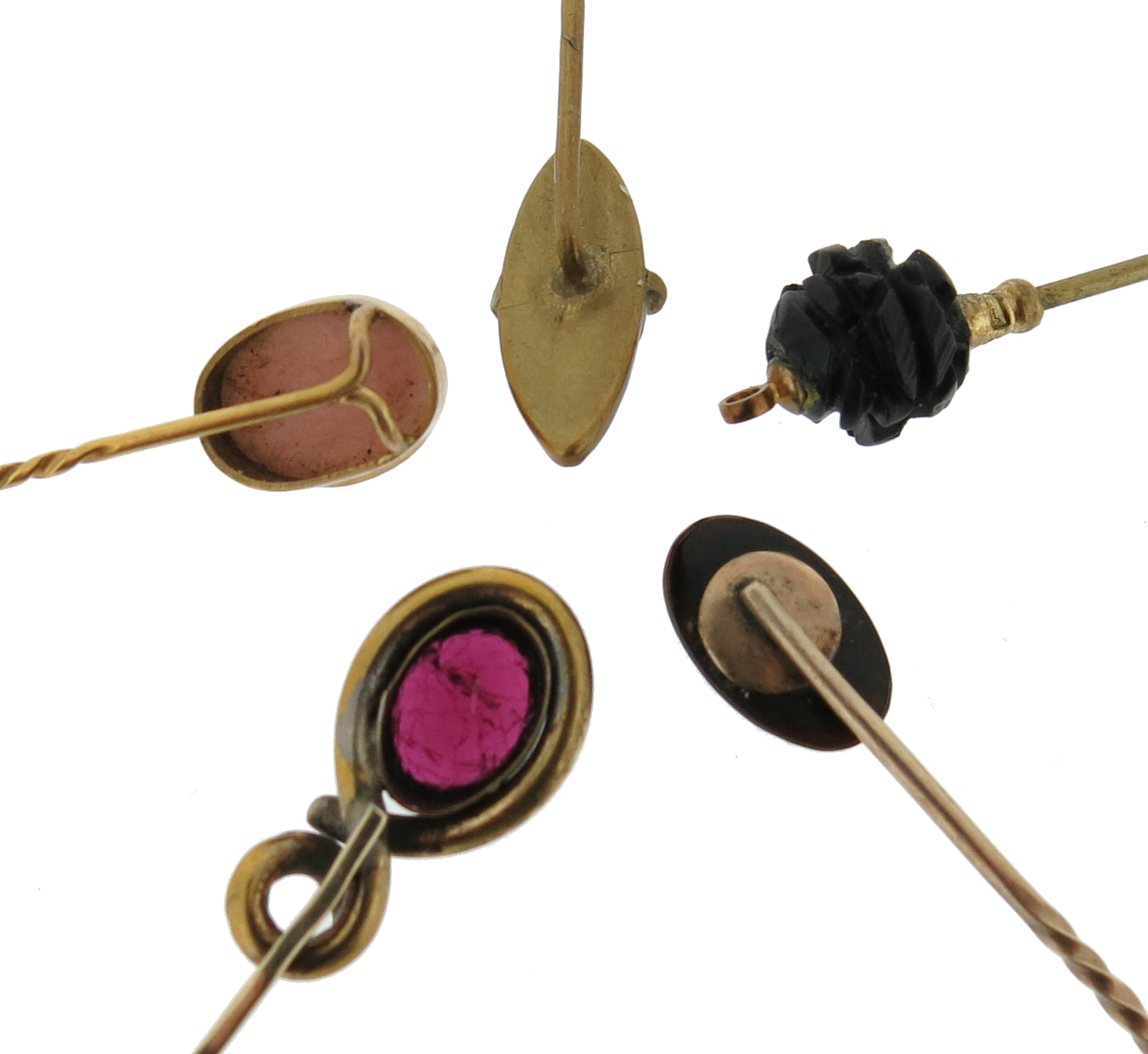 A collection of thirty two stickpins, and a rose quartz egg pendant - Image 8 of 8