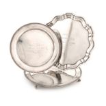 A presentation silver salver, by R. Pringle, London 1935, circular form, moulded border, with an