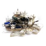 A mixed lot of electroplated items, comprising: a sandwich tray by Asprey, a gallery tray, a mesh