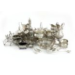 A mixed lot of silver items, various dates and makers, comprising: a Victorian cream jug, by Charles