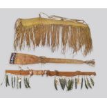 A Cree rifle case buckskin with a floral beaded border on velvet to the open end, fringe and bead