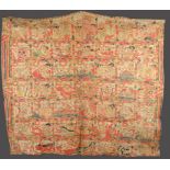A Balinese Star Calendar Palelitangan painting Indonesia two cotton cloths stitched and painted with