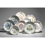 Seven French faïence plates probably 19th century, four decorated with Revolutionary subjects