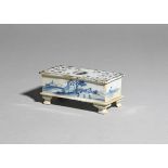 An unusual small delftware flower brick c.1760, probably Liverpool, the shallow rectangular form