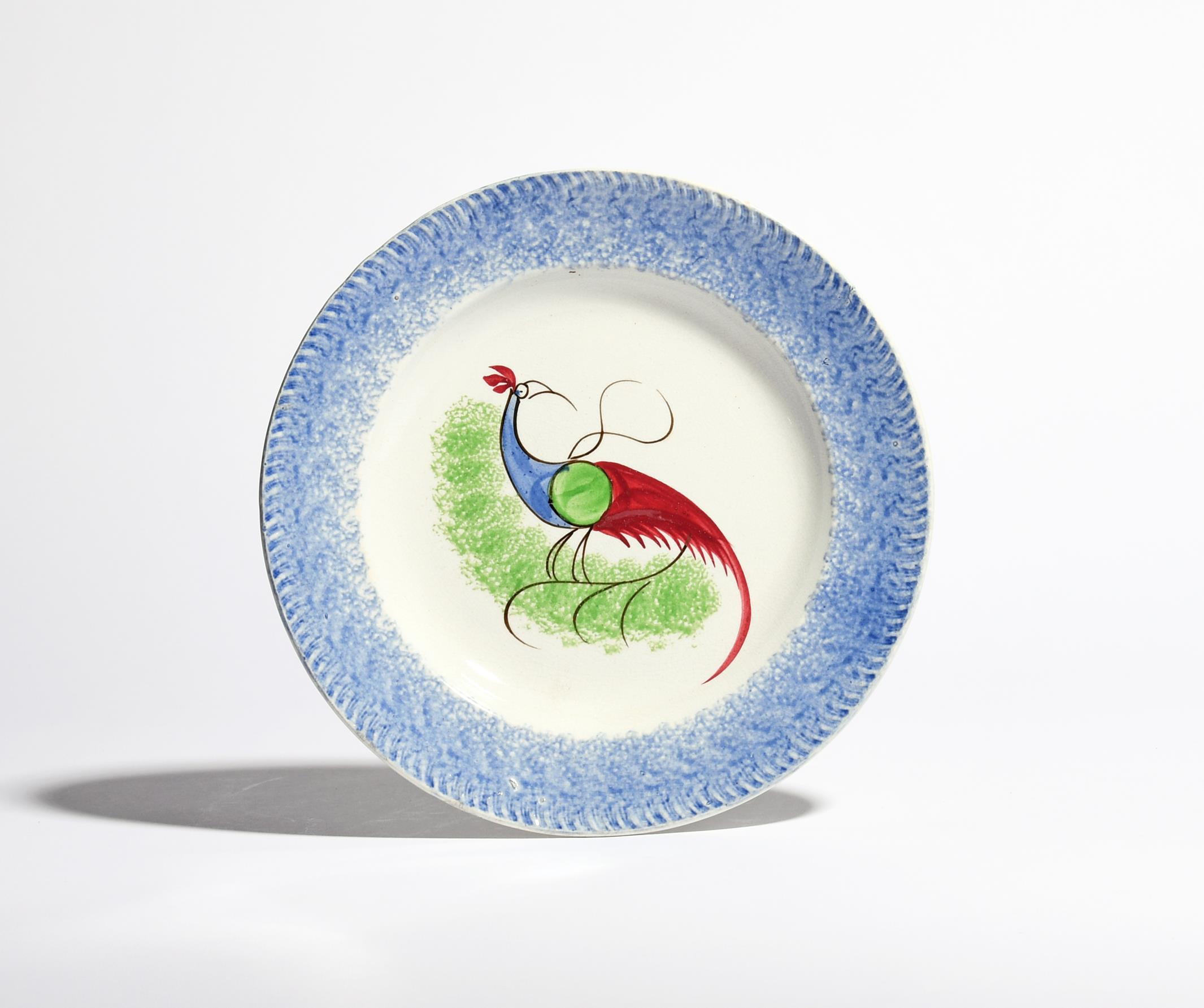 Three Llanelli cockerel small plates or dishes, early 20th century, each naively painted with a - Image 2 of 2