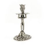 A George II cast silver harlequin taper stick, maker's mark possibly that of Richard Thomas,
