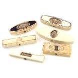 λ A collection of six George III ivory toothpick boxes, oblong, rectangular and oval navette form,