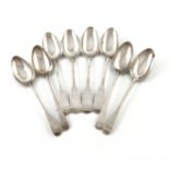 A set of four early 19th century Scottish provincial silver Fiddle pattern tablespoons, by David