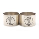 A pair of silver napkin rings, by Elkington and Co, Birmingham 1927, circular form, engraved '