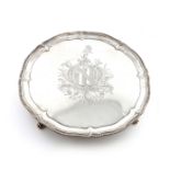 A large George III Irish silver salver, by John Laughlin, Dublin circa 1775, circular form,