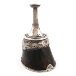 λAn Edwardian novelty silver and tortoiseshell hoof table cigar lighter, by Grey and Co, London