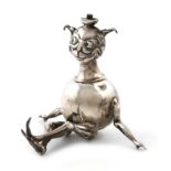 A novelty silver Imp table cigar lighter, by Henry Williamson Ltd, Birmingham 1911, modelled in a