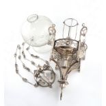 By Hayes & Finch Ltd, an Arts and Crafts silver sanctuary lamp, Birmingham 1913, circular form,