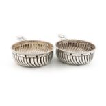 A pair of late-Victorian silver wine tasters, by J and J Maxfield, Sheffield 1896, circular form,