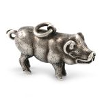 A Victorian novelty silver pig propelling pencil, by S. Mordan and Co, circa 1880, also marked
