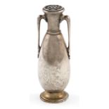 A Victorian novelty silver urn pepper pot, maker's mark worn, London 1884, slender vase form, with