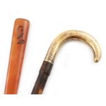 λA gem-set blonde tortoiseshell parasol handle, tapering form, gilt-metal mounted, applied with a