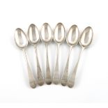 A set of six George III Scottish provincial silver Old English pattern dessert spoons, maker's