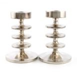 By John Miller, a pair of modern Irish silver candlesticks, Dublin 1966, also marked with 50th